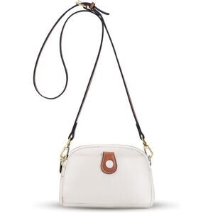 NEW White Mini Crossbody Bag w/ Brown Accent Leather Small Purse Satchel